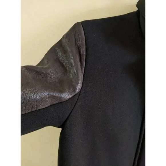 Mackage Moto Coat Jacket Women's Size XS Black Wool Leather Winter Quilted Chic